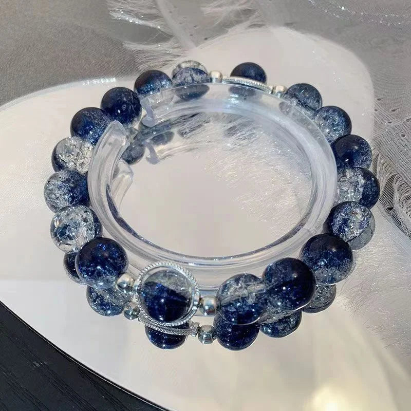 Fashion Design Gradient Crystal Beads Bracelet for Women Girls Vintage Butterfly Feather Maple Leaf Tassel Bracelet Jewelry Gift