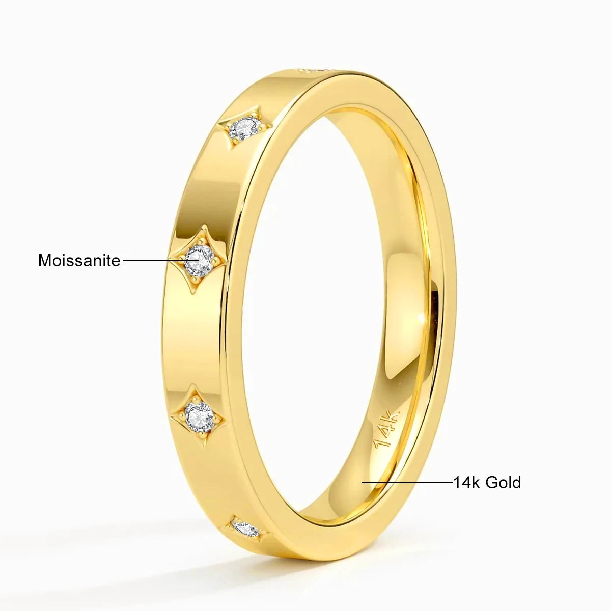 14K Yellow Gold Couple Rings Full Circle Moissanite Diamond Luxury Wedding Band Unisex Ring for Both Men and Women Wedding Bands