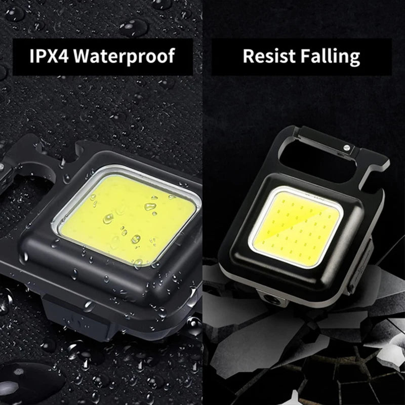 LED Working Light USB Rechargeable Mini Flashlight Portable Bright Keychain Pocket Clip Lantern Outdoor Hiking Fishing Camping