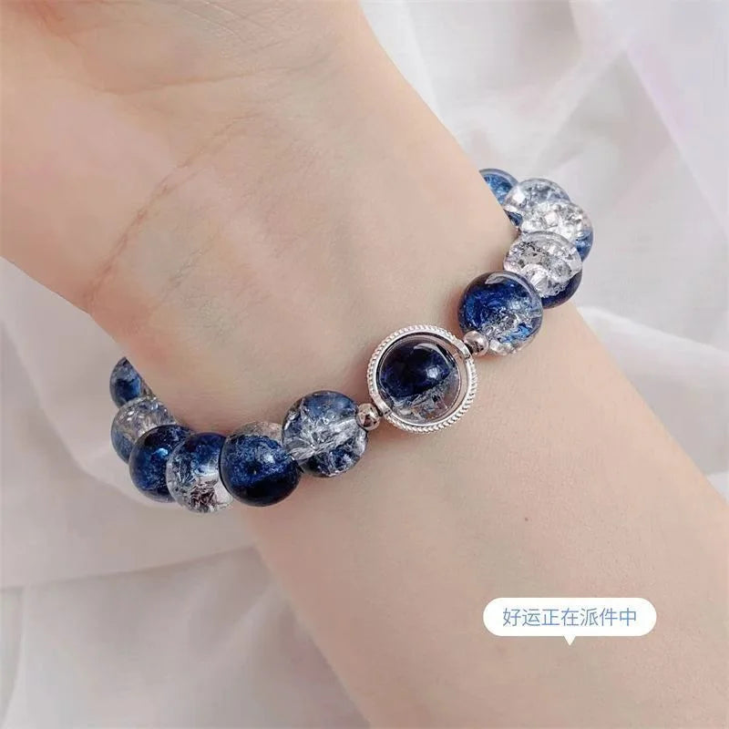 Fashion Design Gradient Crystal Beads Bracelet for Women Girls Vintage Butterfly Feather Maple Leaf Tassel Bracelet Jewelry Gift