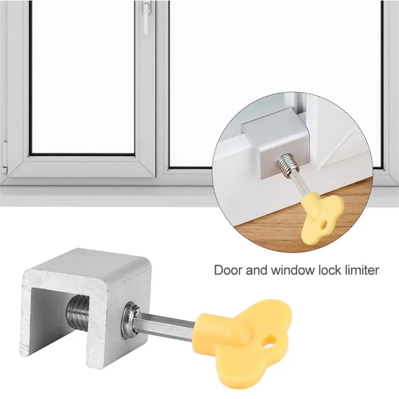 4 Pcs Window Safety Lock Aluminum Alloy Sliding Lock Sliding Door Anti-theft Lock Adjustable Buckle Window Stopper Lock for Home
