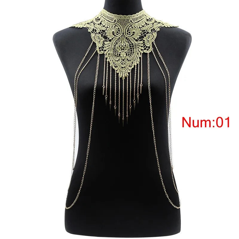 Fashion Chain Necklace Lace Flower Collares Sexy Women Lace Necklace 2017 Elegant Party summer jewelry
