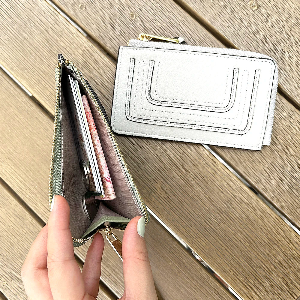 Luxury Genuine Leather Card Wallet Woman Custom Name Brand Card Holder Casual Zipper Lady Engraving Coin Purse Personalized Gift