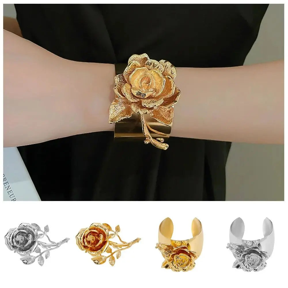Flower Fairy Rose Brooches Bangle Collar Pin Bouquet Open Bracelet Alloy Jewelry Accessories Banquet Clothes Pin Friends Gift