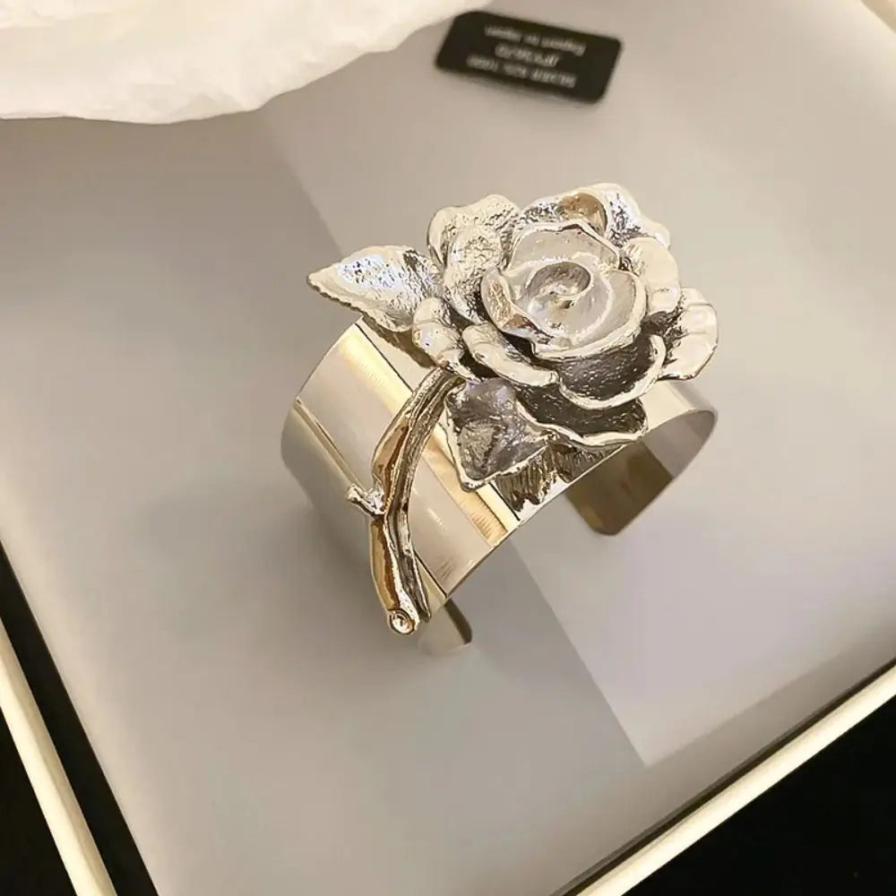 Flower Fairy Rose Brooches Bangle Collar Pin Bouquet Open Bracelet Alloy Jewelry Accessories Banquet Clothes Pin Friends Gift