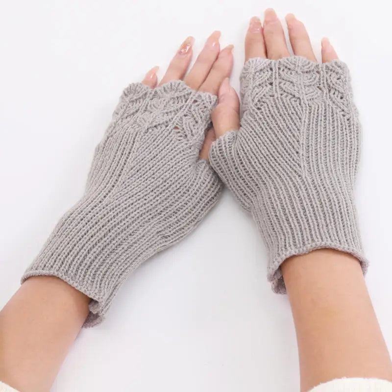 Women Knitted Warm Half Gloves Autumn Winter Fingerless Gloves Arm Sleeve Girls Fashion Casual Accessories Mittens