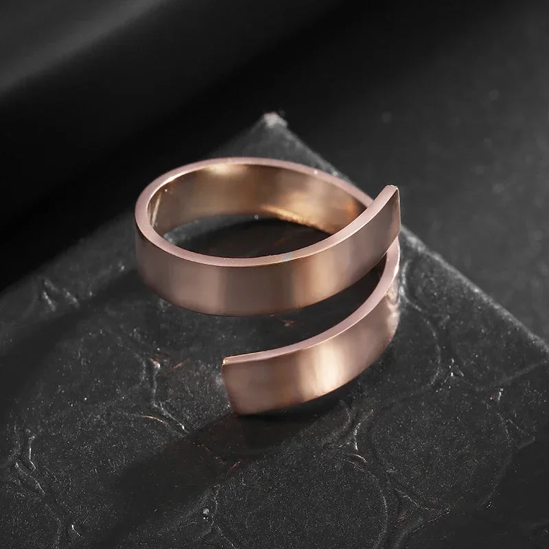 Stainless Steel Angel Wing Ring Open Adjustable Feather Ring for Men Women Couple Fashion Jewelry Anniversary Gift