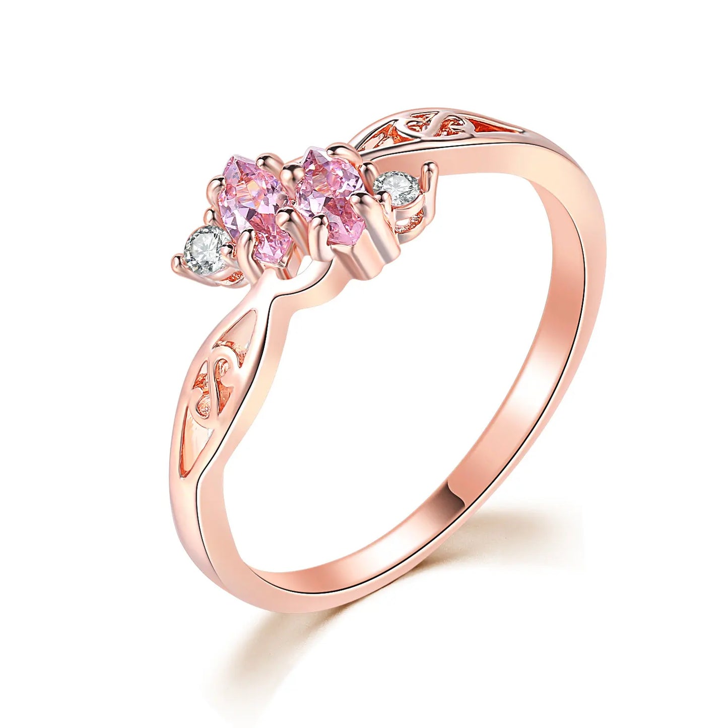 Authentic and Brilliant Rose Gold Filled Floral Pattern Ring