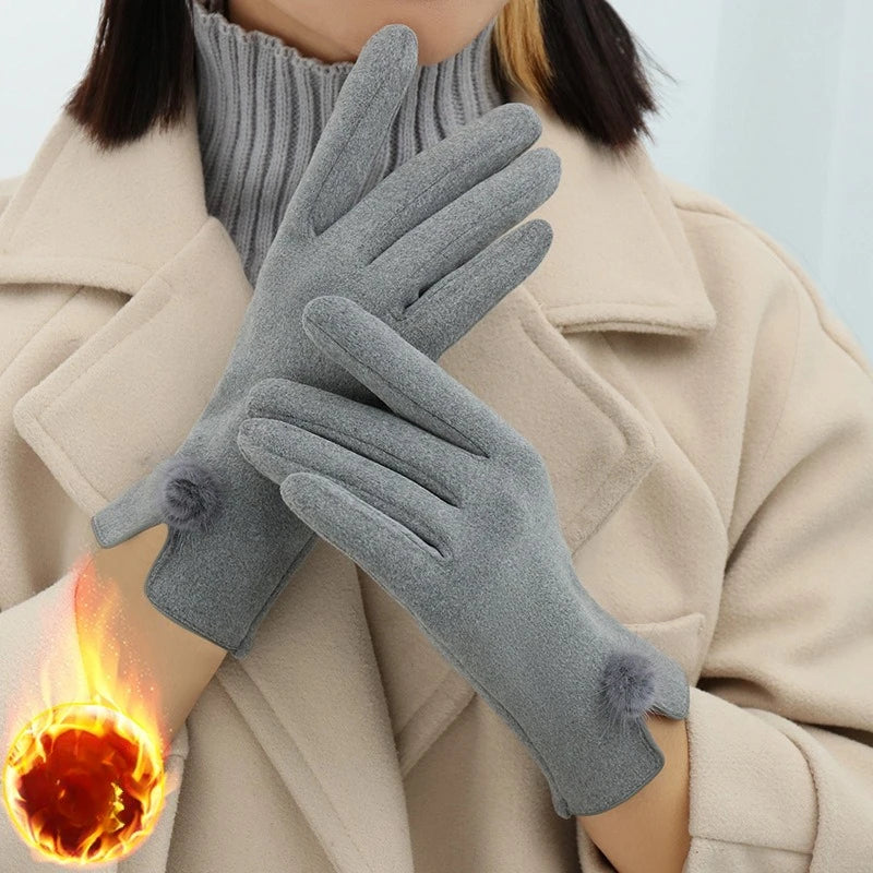 New gloves for women in winter with added velvet insulation, German velvet split finger gloves for skiing, cycling, and driving
