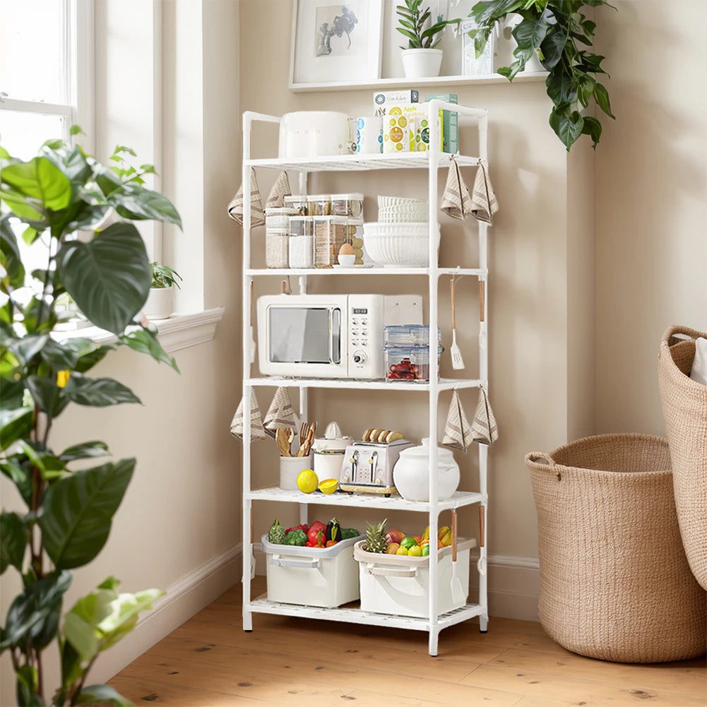 5 Tier Storage Shelf 66 Lbs Capacity Storage Shelves Adjustable Standing Shelf for Kitchen Pantry Closet Bathroom Laundry Garage