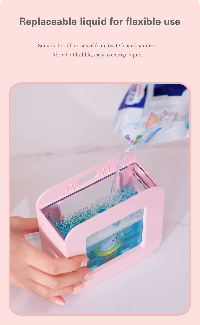 New Automatic Soap Dispenser Cute Pet Wall Mounted Touchless Sensor USB Charging Cartoon Foam Hand Washing Tools 400ML Kitchen