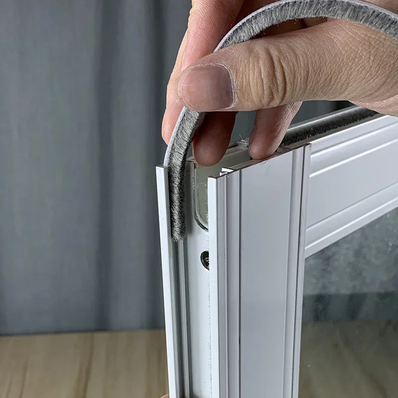10M Aluminum Sliding Door Window Brush Seal Strip Weatherstrip Draught Excluder Dustproof Card Slot Sealing Tape Door Gasket