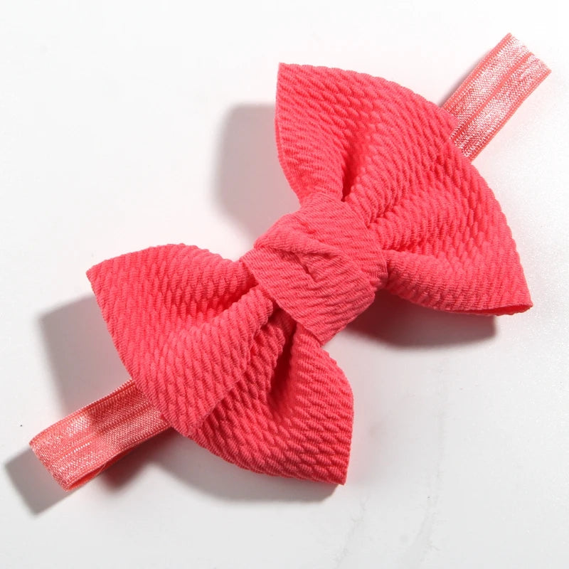 11cm 4.3" Fashion Seersucker Waffle Hair Bows With Headbands For Women Girls Kids Headwear Headband Hair Accessories