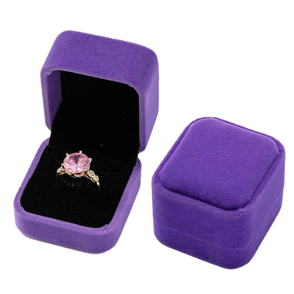 Velvet Single Ring Box Gift Jewelry Organizer Packaging for Wedding Ceremony Engagement Display Storage Supplies Accessories