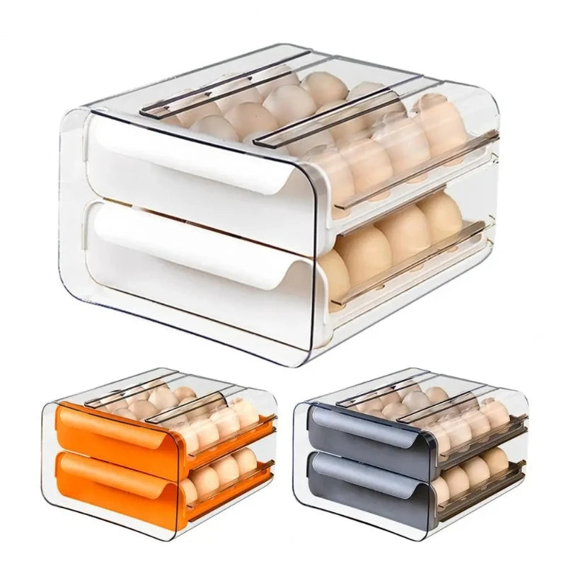 Storage Container with 2 Drawers! Perfect for Fridge Organization, Durable, Space Efficient Design for Easy Access & Freshness