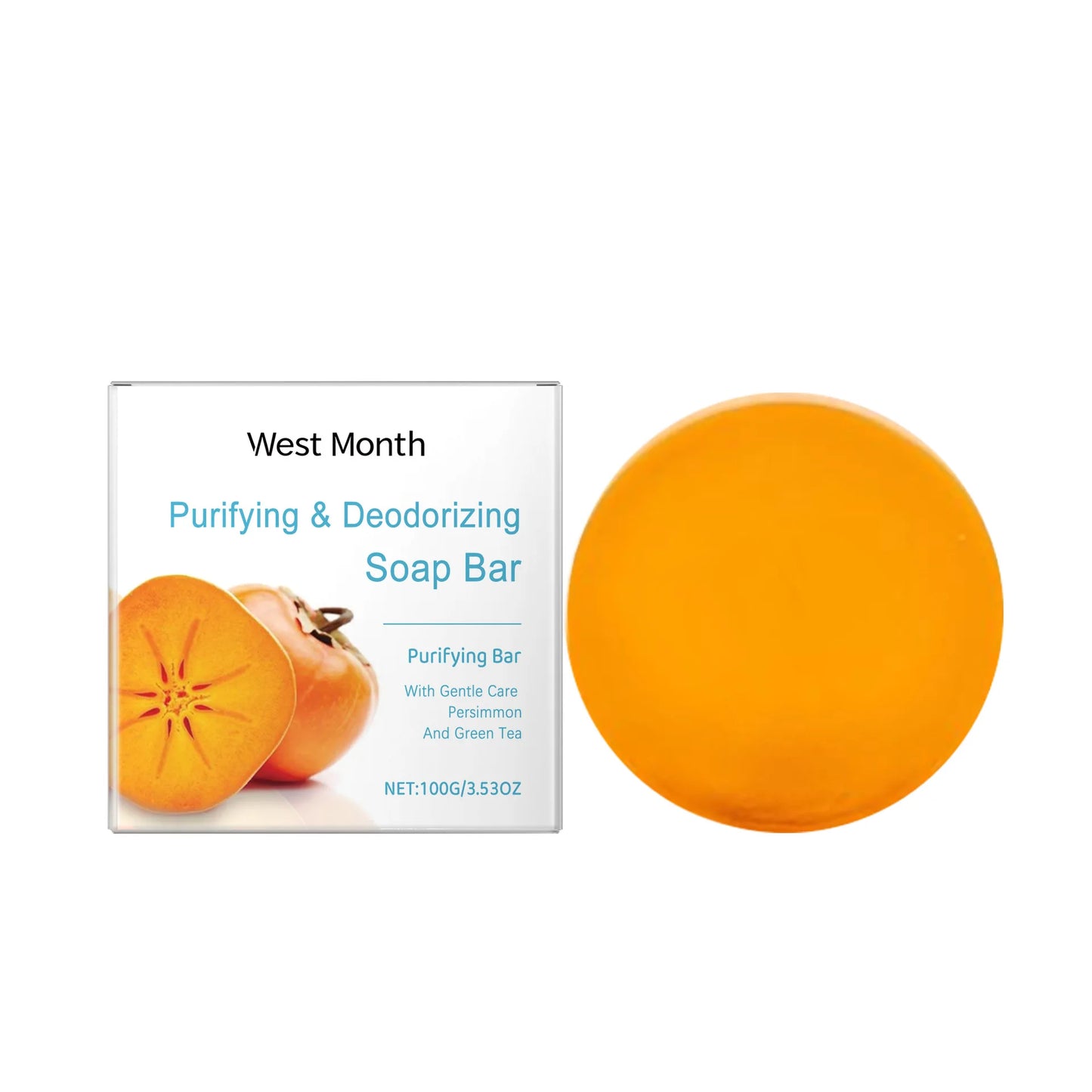 Persimmon Soap Bar Cleansing Deodorizing Remove Stains Rich Foam Lasting Fragrance Freshness Anti Sweat Odor Shower Bathing Soap