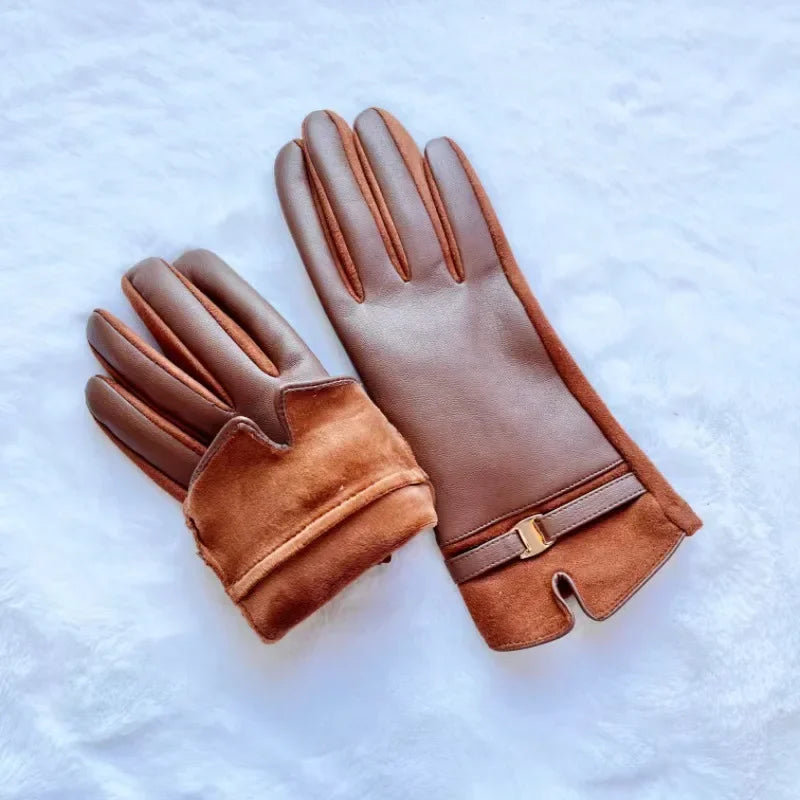 2025 New Gloves for Women in Winter Warm and Plush Thickened Cold Proof Driving Touch Screen Gloves for Outdoor Cycling