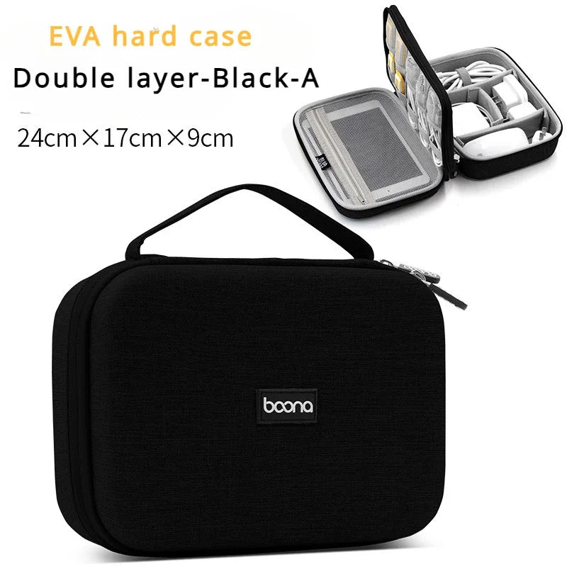 Travel Electronics Accessories Storage Bag Large Capacity Tablet Hard Data Cable Organizer Box Eva Hard Protective Case 