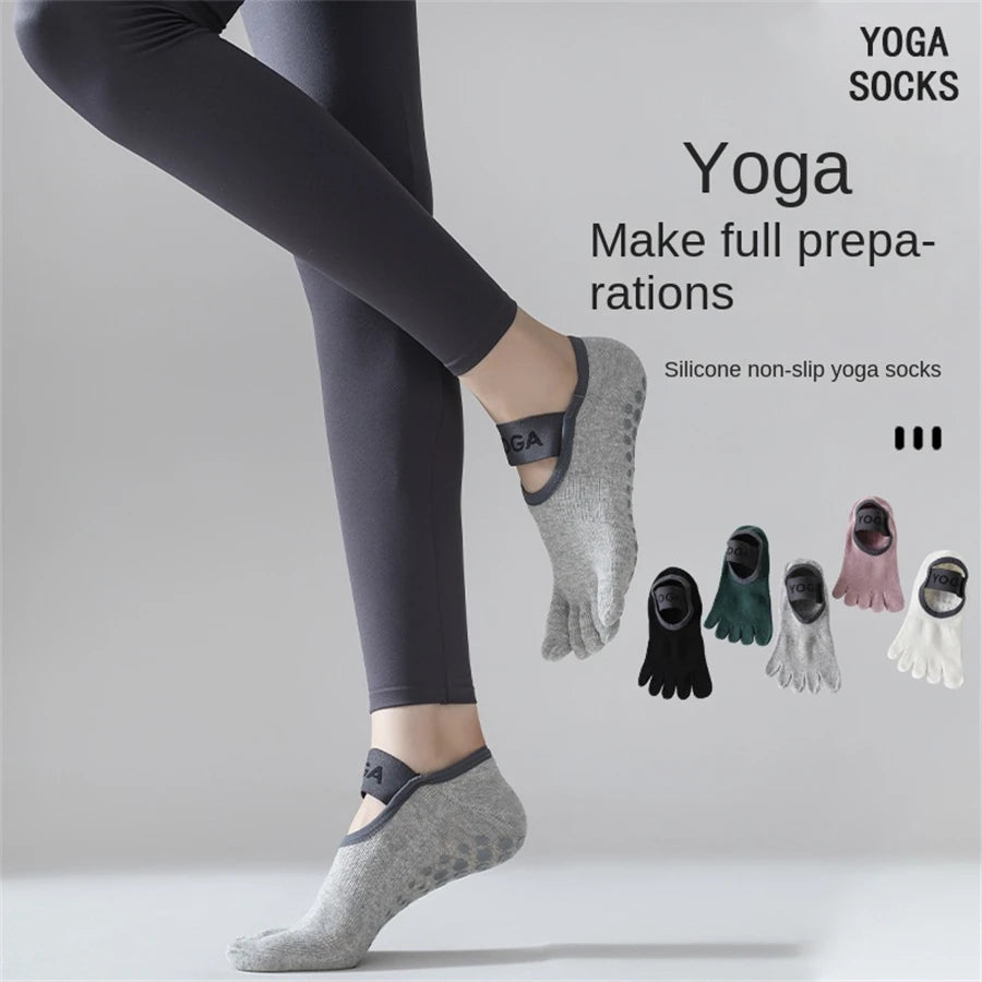 1 pair of women's five finger socks, professional anti slip yoga socks, Pilates fitness socks