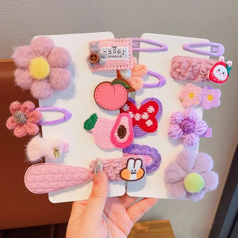 Children's Plush Hair Clip Autumn and Winter Little Girls' Side Barrettes Cute Girls' Baby Headwear 2024 New Hairpins