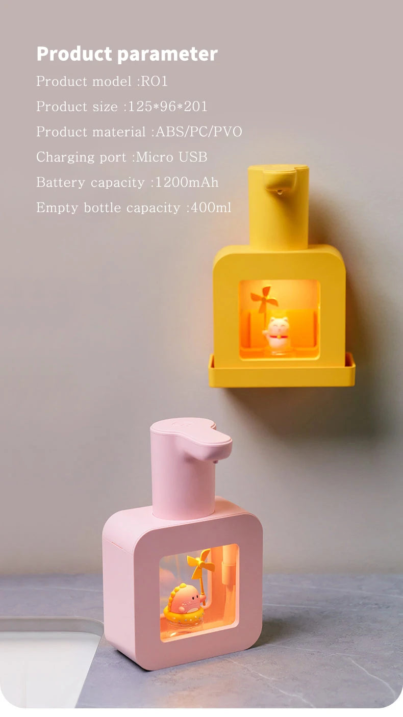 New Automatic Soap Dispenser Cute Pet Wall Mounted Touchless Sensor USB Charging Cartoon Foam Hand Washing Tools 400ML Kitchen
