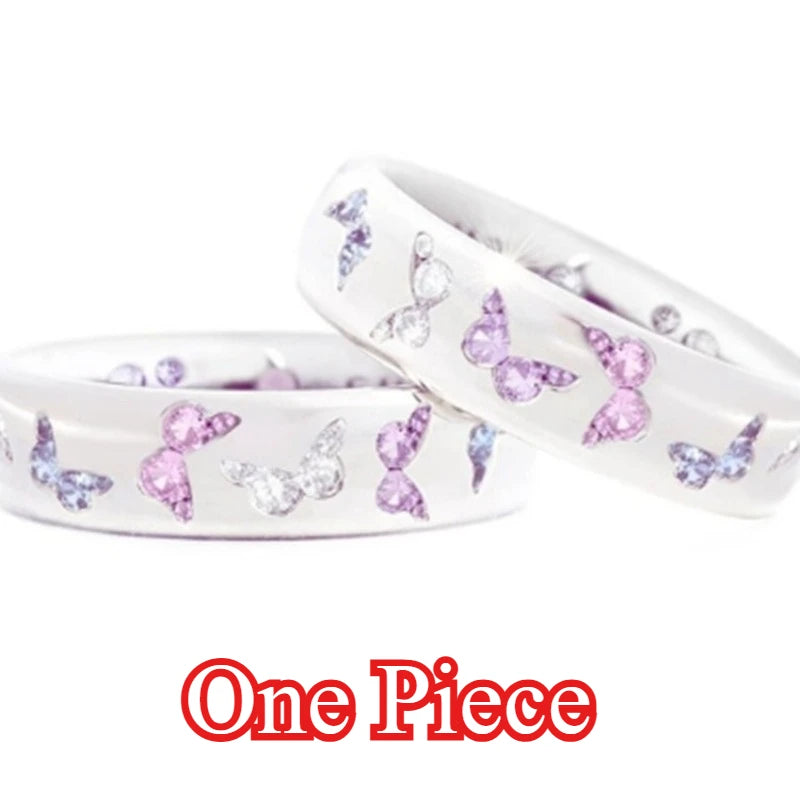 Colorful Butterfly Ring Wedding 925 Sterling Silver Plated Rings for Women Elegant Multicolor Zircon Ring Jewelry Girl Gift