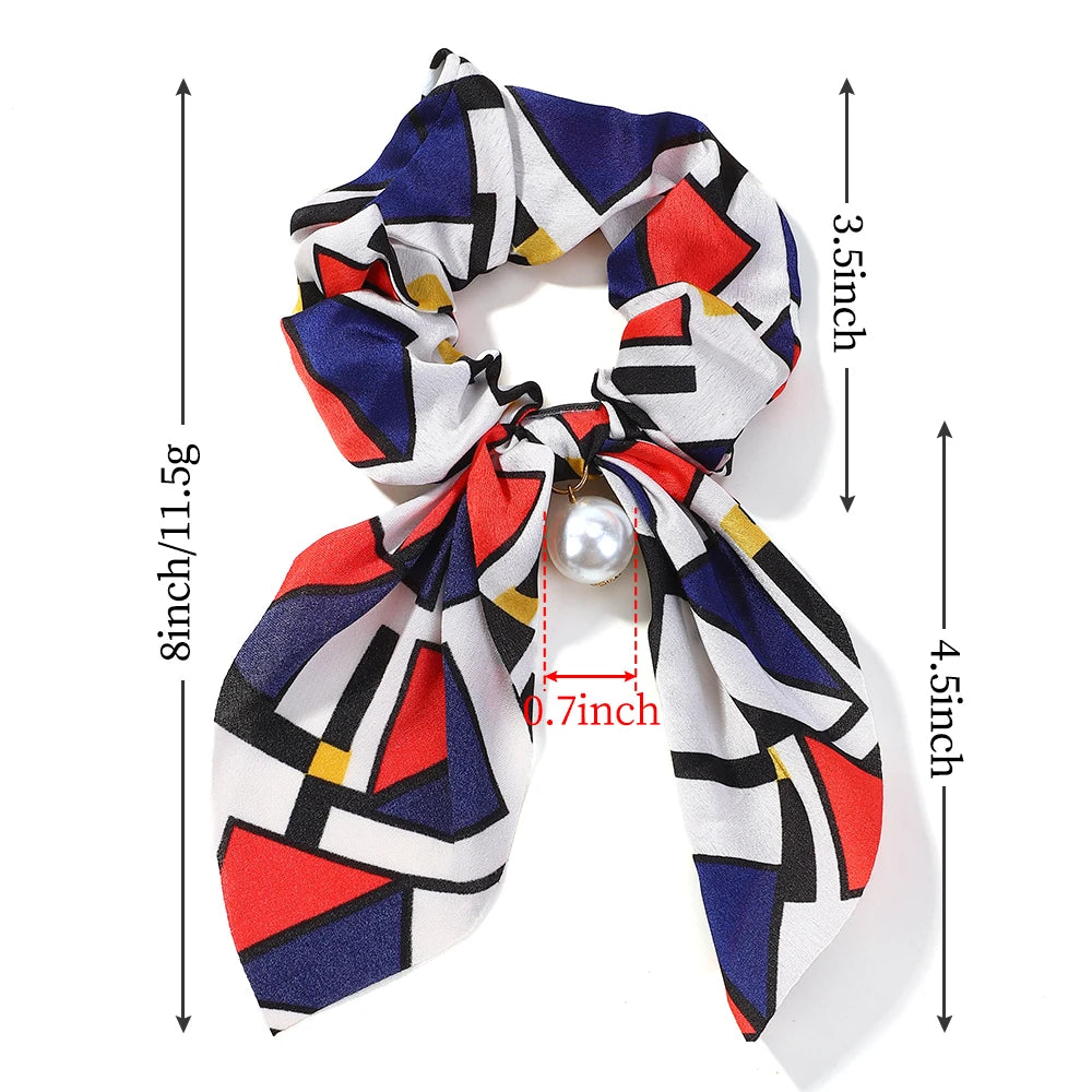 Fashion Vintage Solid Chiffon Velvet Bow Hair Ribbon Scrunchie for Women Girls Long Elastic Hair Tie Headwear Hair Accessories