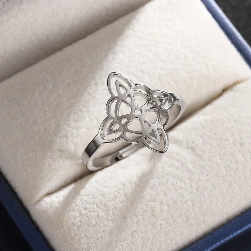 Stainless Steel Angel Wing Ring Open Adjustable Feather Ring for Men Women Couple Fashion Jewelry Anniversary Gift