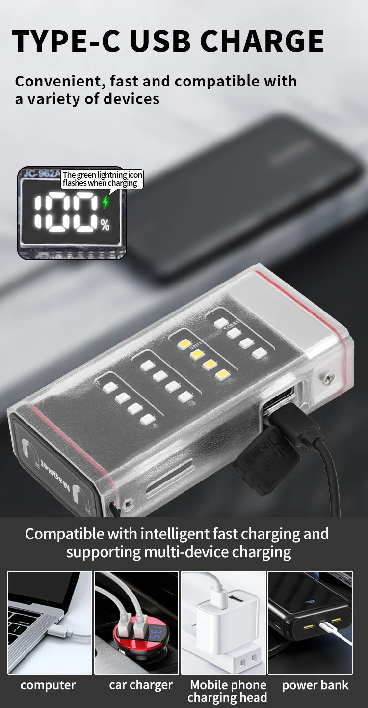 Super Bright Three P50LED flashlight four light sources Work Lamp with Magnet SOS Power Bank Waterproof Emergency Flashlight