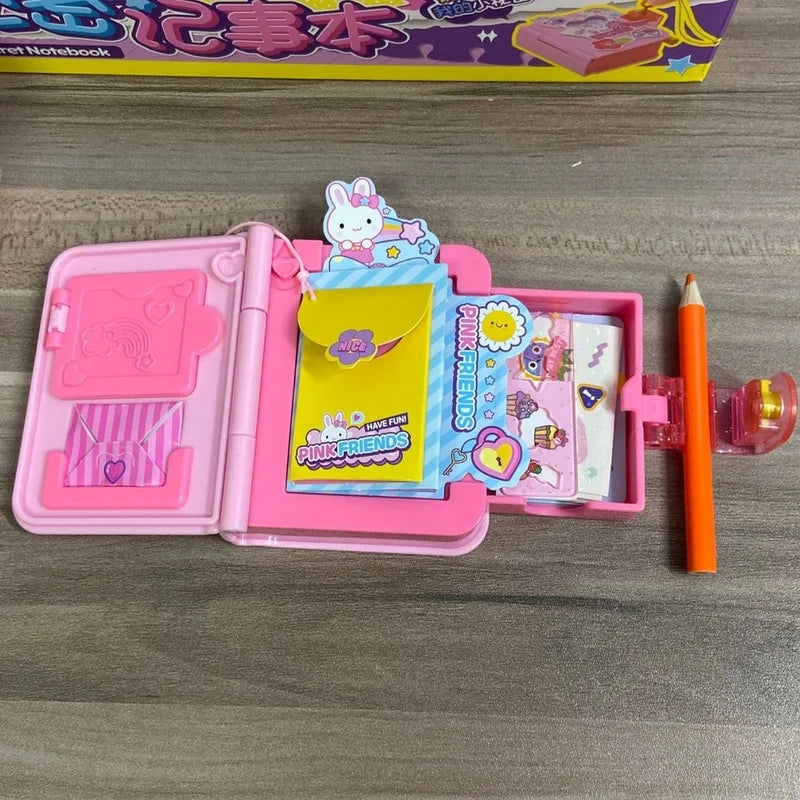 Cartoon Pink Rabbit Secret Mini Notebook Secret Diary Creative Handmade Diy Simulation Girl Toy Set Gift Birthday Gift