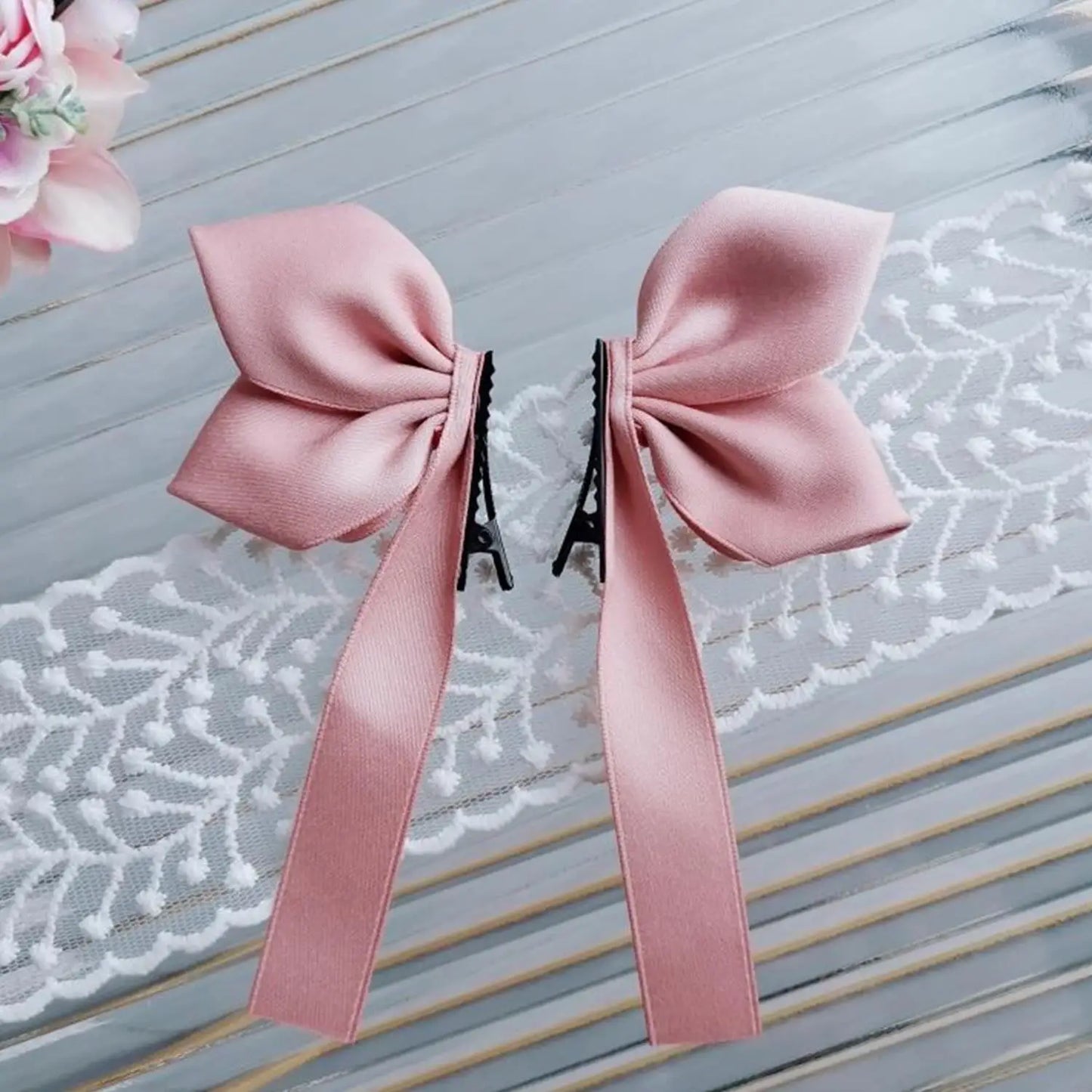 Cute Bowknot Hair Clips Fashion Sweet Hair Accessories Side Clip Headdress Headwear Ribbon Hair Bows Clips Hairpin Girls