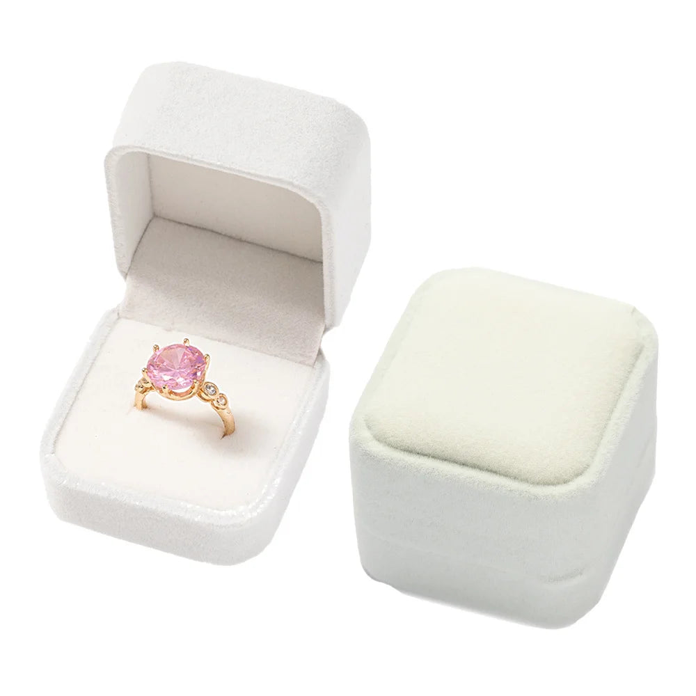 Velvet Single Ring Box Gift Jewelry Organizer Packaging for Wedding Ceremony Engagement Display Storage Supplies Accessories
