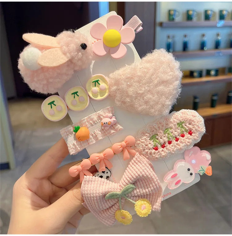 Children's Plush Hair Clip Autumn and Winter Little Girls' Side Barrettes Cute Girls' Baby Headwear 2024 New Hairpins