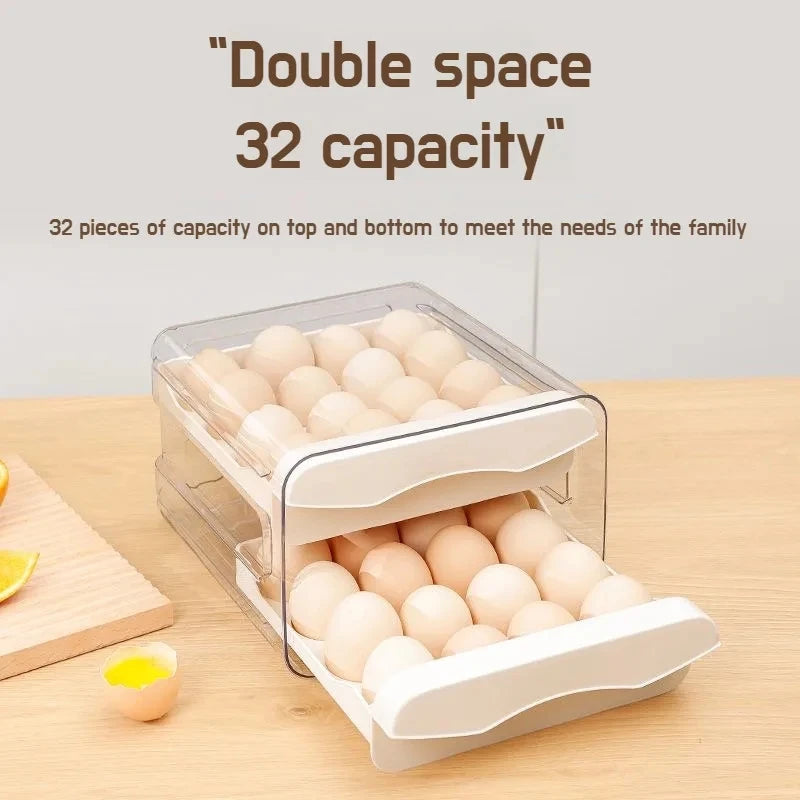 Storage Container with 2 Drawers! Perfect for Fridge Organization, Durable, Space Efficient Design for Easy Access & Freshness