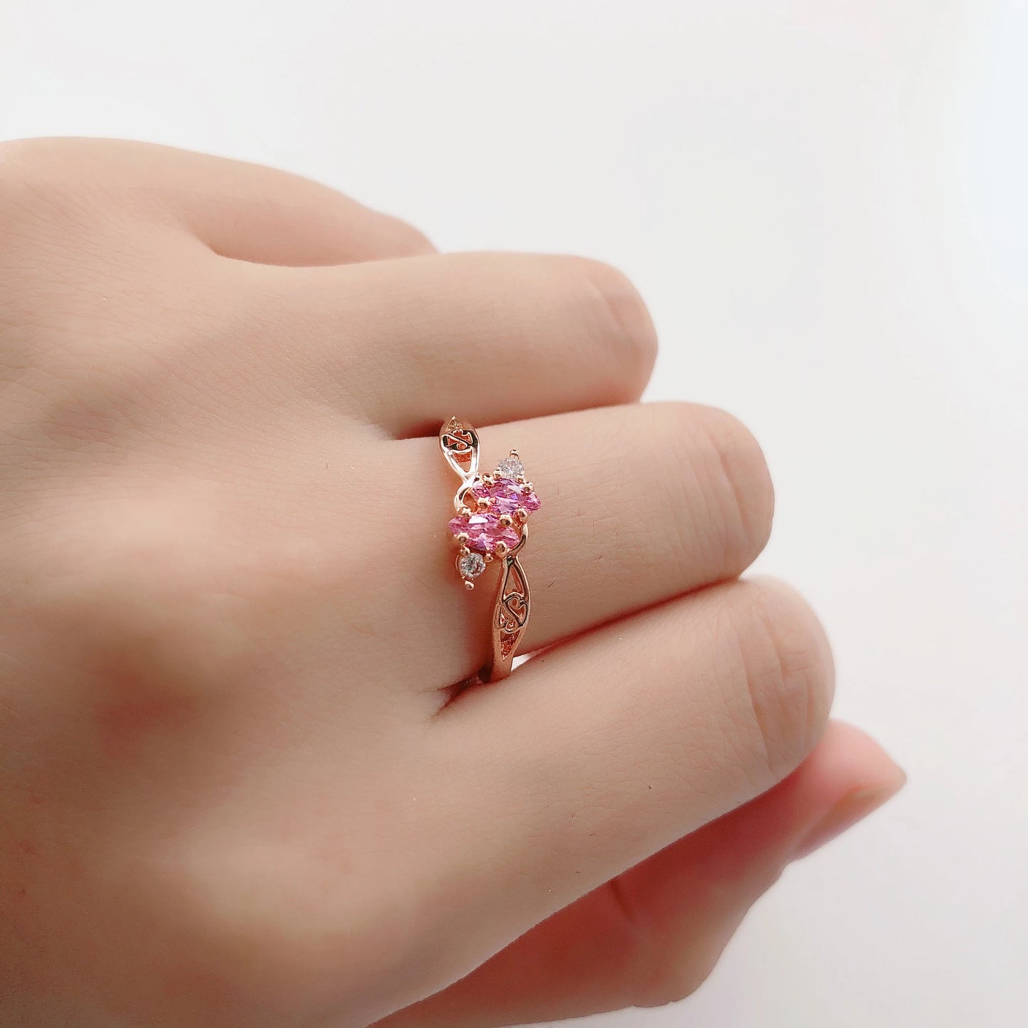 Authentic and Brilliant Rose Gold Filled Floral Pattern Ring