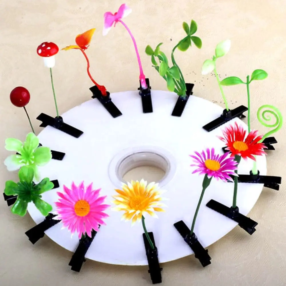 1Pair Simulation Bean Sprout Hair Clip Cherry Mushroom Flower Plant Hairpins Funny Butterfly Cartoon Duckbill Clips Female/Kids