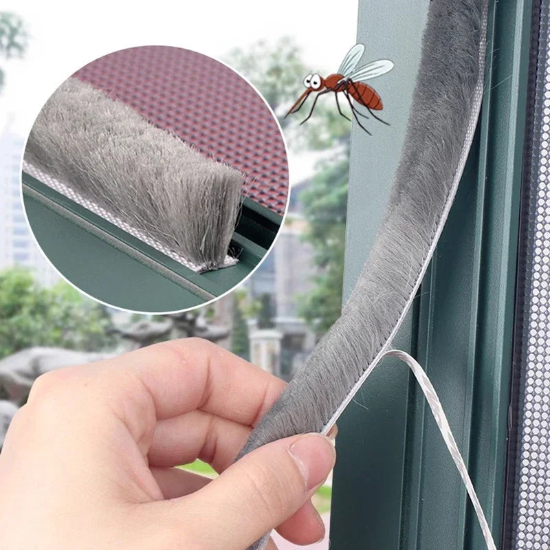10M Aluminum Sliding Door Window Brush Seal Strip Weatherstrip Draught Excluder Dustproof Card Slot Sealing Tape Door Gasket