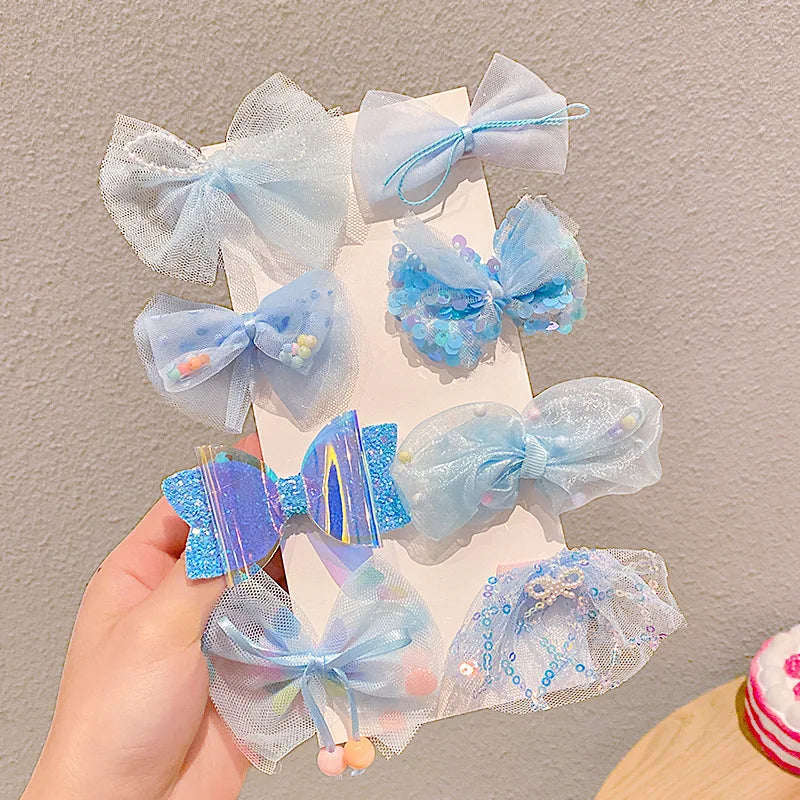 Children's Hairpin Princess Little Girl Sweet Mesh Broken Clip Cute Baby Does Not Hurt Hair Headdress Suit