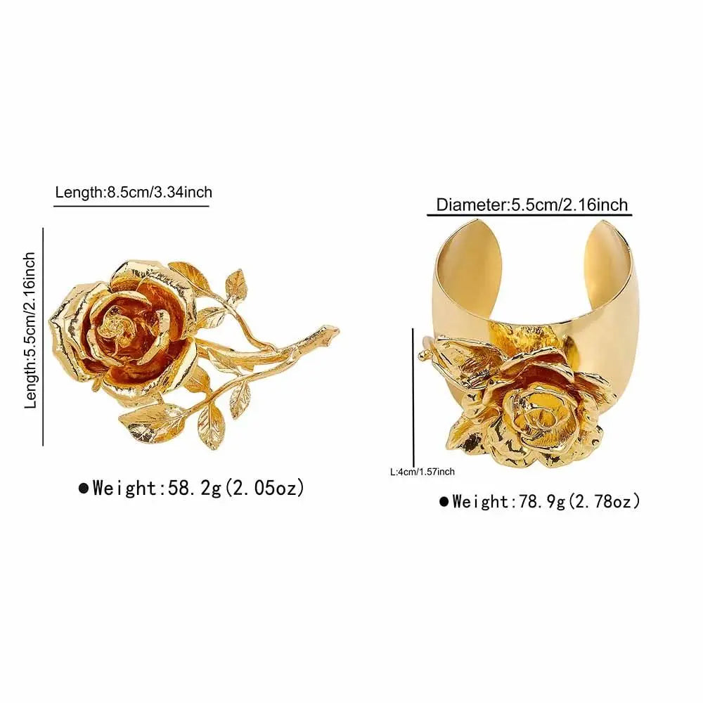 Flower Fairy Rose Brooches Bangle Collar Pin Bouquet Open Bracelet Alloy Jewelry Accessories Banquet Clothes Pin Friends Gift