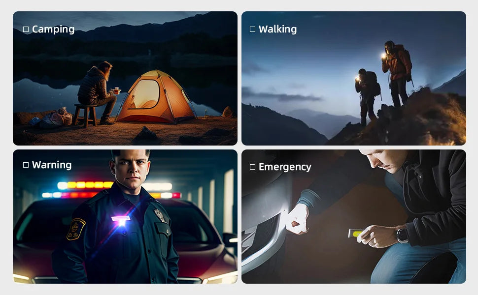 WARSUN Compact Multi-Mode Pocket LED Flashlight T7 - 675LM, USB-C Rechargeable, IPX4, Dual Material, Red/Blue Strobe