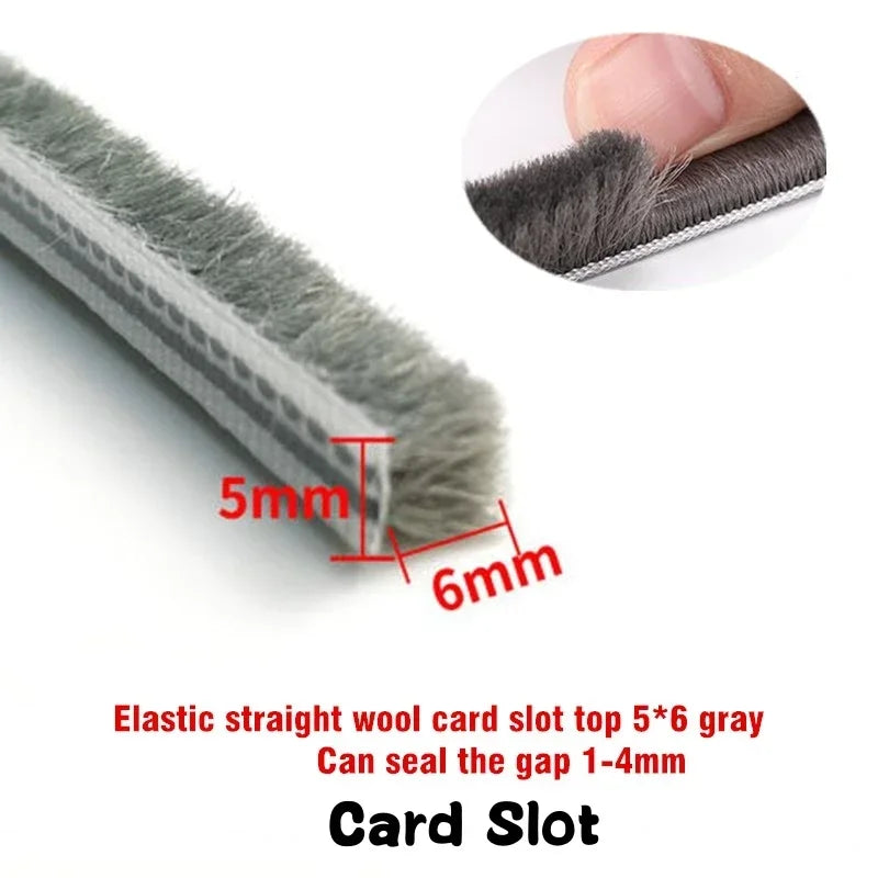 10M Aluminum Sliding Door Window Brush Seal Strip Weatherstrip Draught Excluder Dustproof Card Slot Sealing Tape Door Gasket