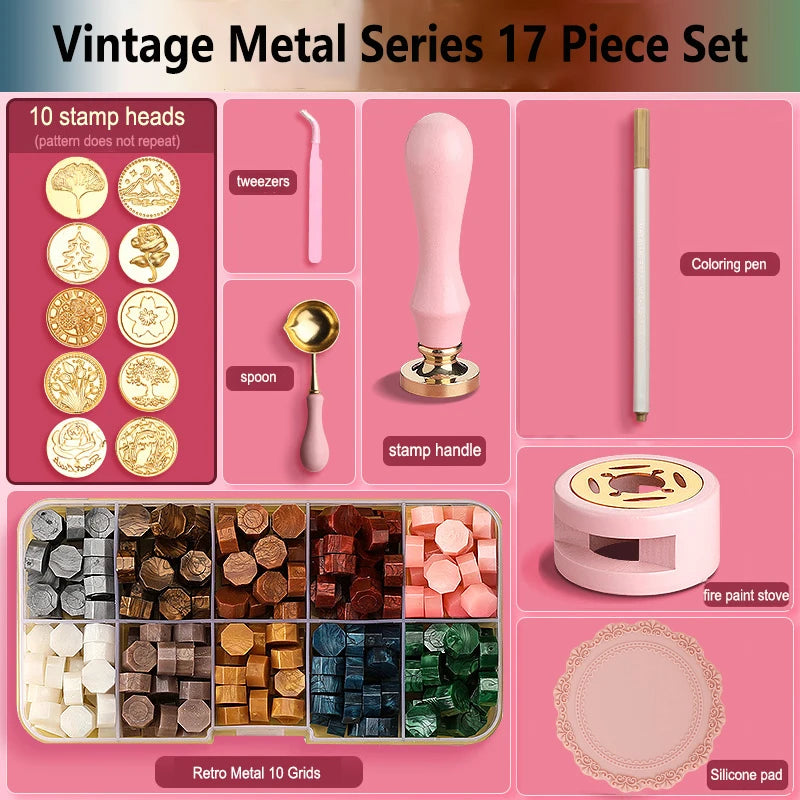 Wax Seal Stamp Set Kit Sealing Wax Storage Box Seal Furnace Craft Supplies For Wax Seal Christmas Wedding Invitation Decoration