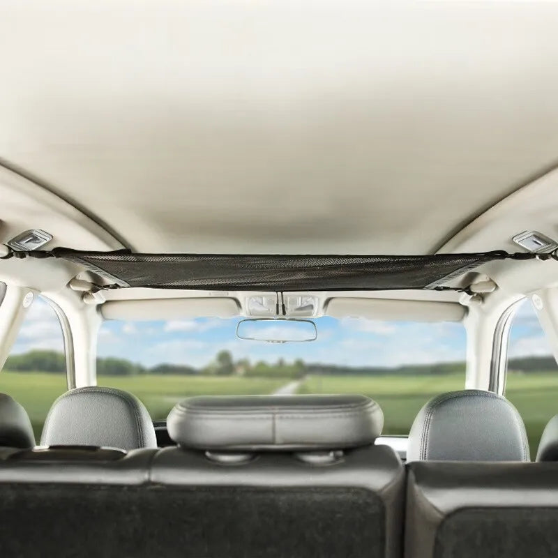 Car Roof Storage Net Durable Adjustable Hanging Organizer Bag for Vehicle Trunk Cabin Accessories Universal Fit