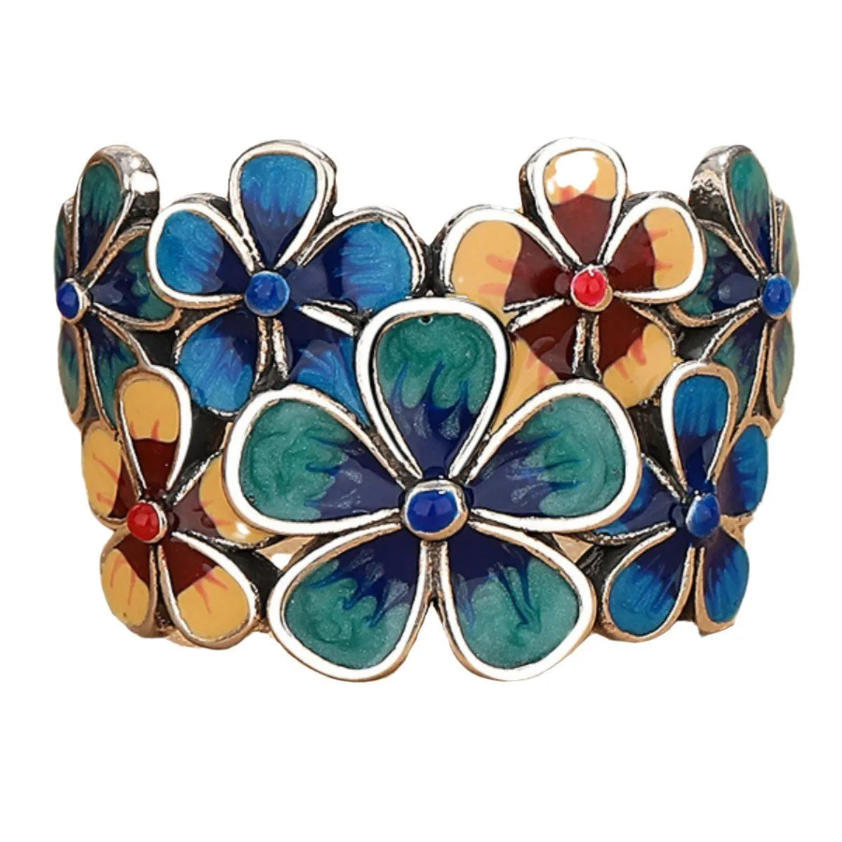New Enamel Flowery Ring for Women with Atmospheric Retro Ethnic Style Opening Adjustable Creative Index Finger кольцо женское