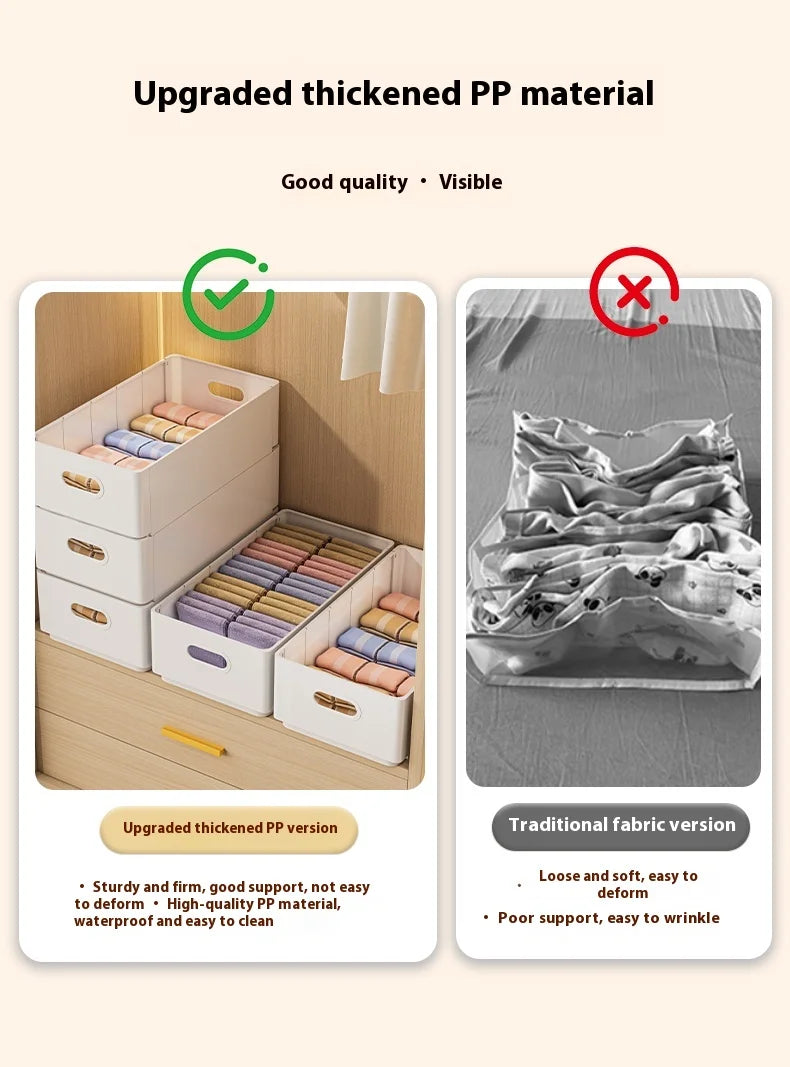 Wardrobe clothing organizer, drawer organizer, storage box with handles, foldable clothes, T-shirts, ties, scarves, towel storag