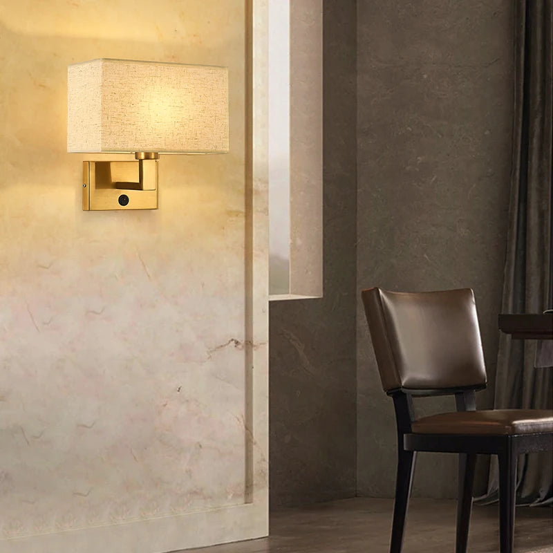 LED Lights Indoor Lighting Fabric Lampshade Wall Lamps for Bedside Bedroom Living Room Hotel Stairs Hotel Home Decoration