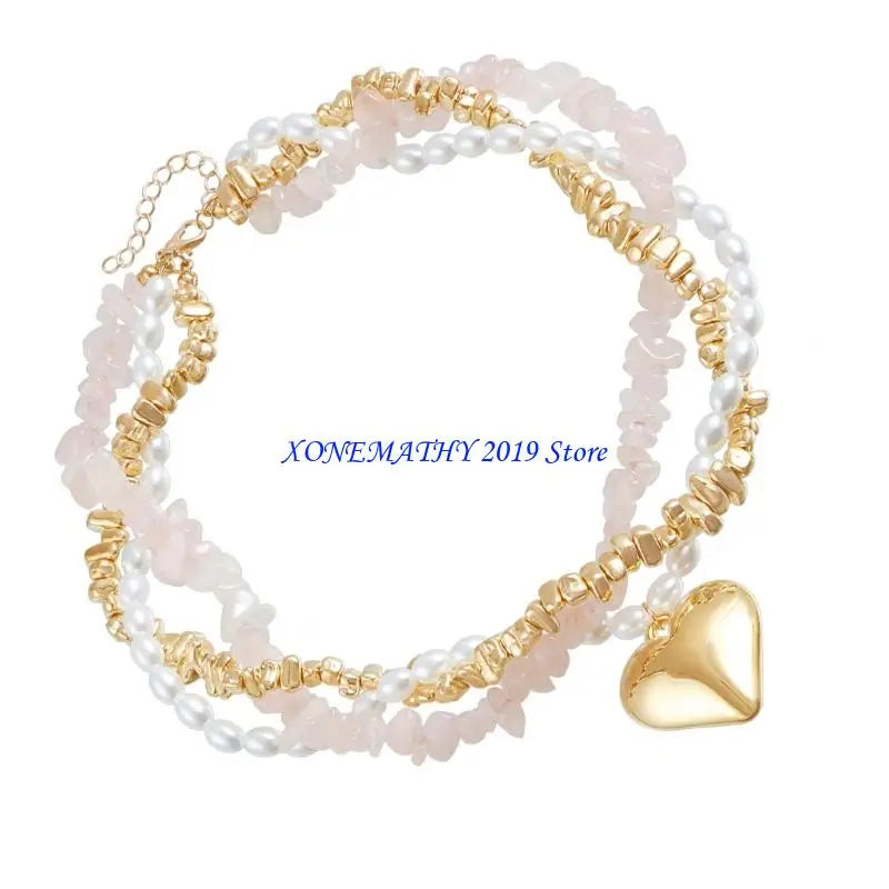 F42F Stylish Beads Necklace Elegant Neck Chain Multilayer Necklace Women Fashion Accessories Suitable for Fashionable Ladies