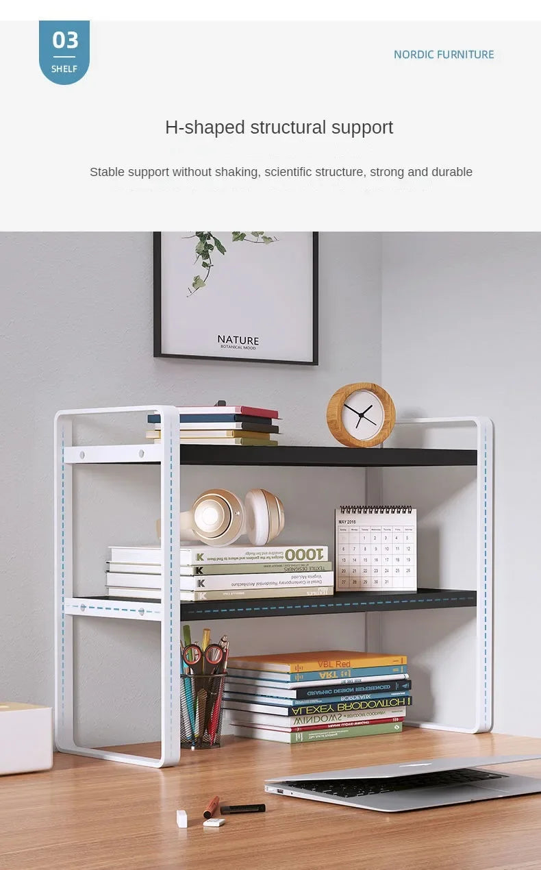 Student Dormitory Desktop Book Storage Rack Layered Sorting of Office Desk Clutter Bedroom Cosmetics Perfume Iron Storage Rack