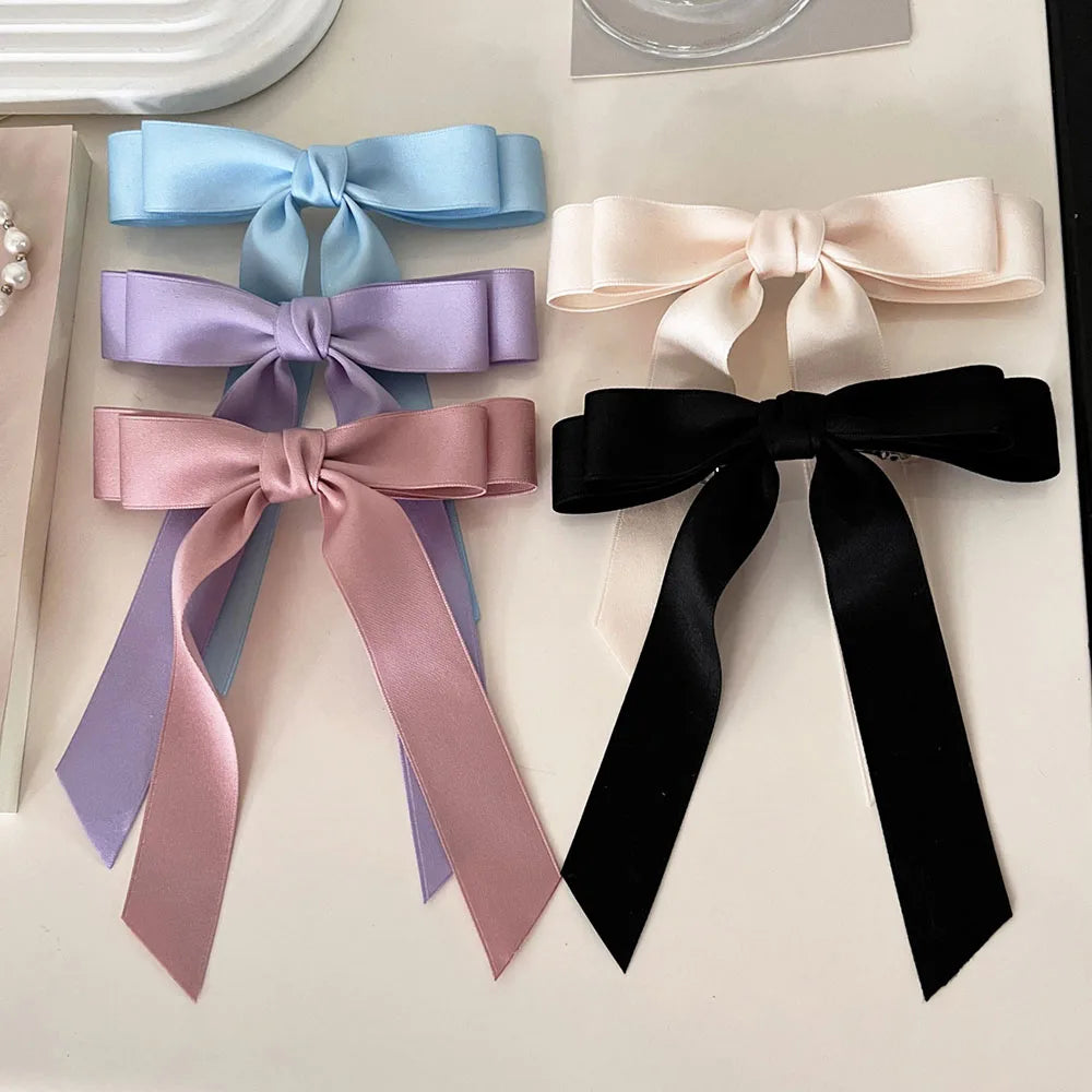 Fashion Fabric Hair Bow Hairpin for Women Girls Ribbon Hair Clips Black White Bow Top Clip Female Hair Accessories