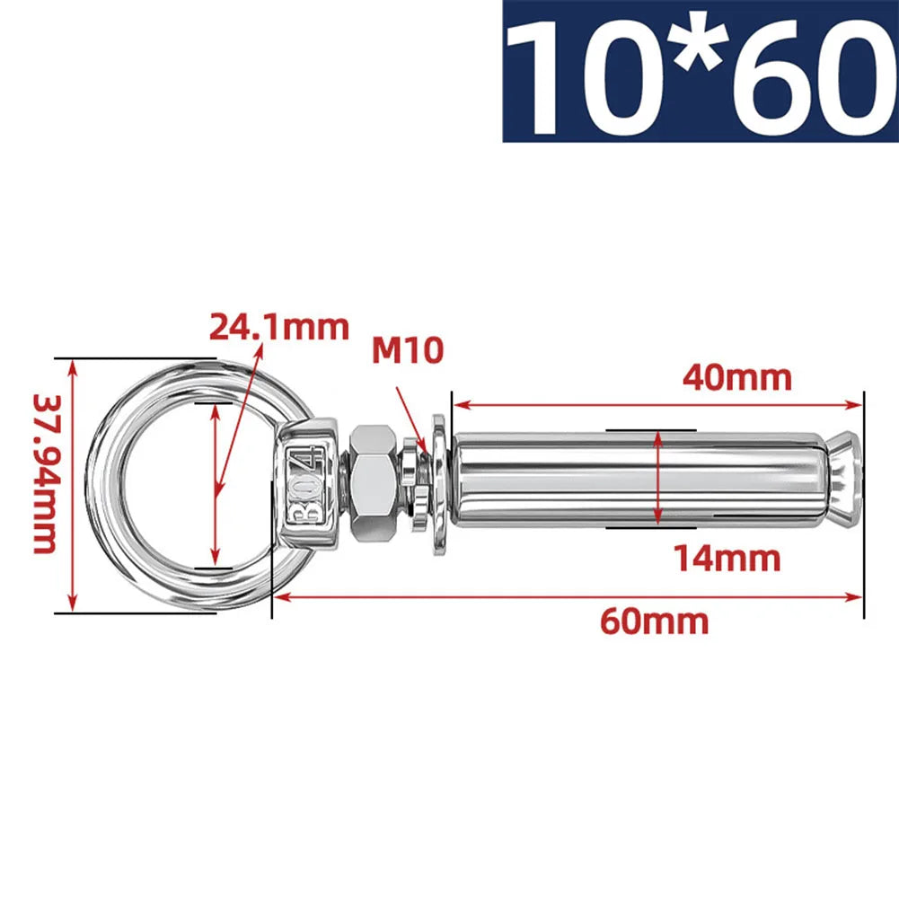 Eye Screws 304 Stainless Steel Construction Sites 100mm 15 Sizes Available Complete Size Range Lengthened Design